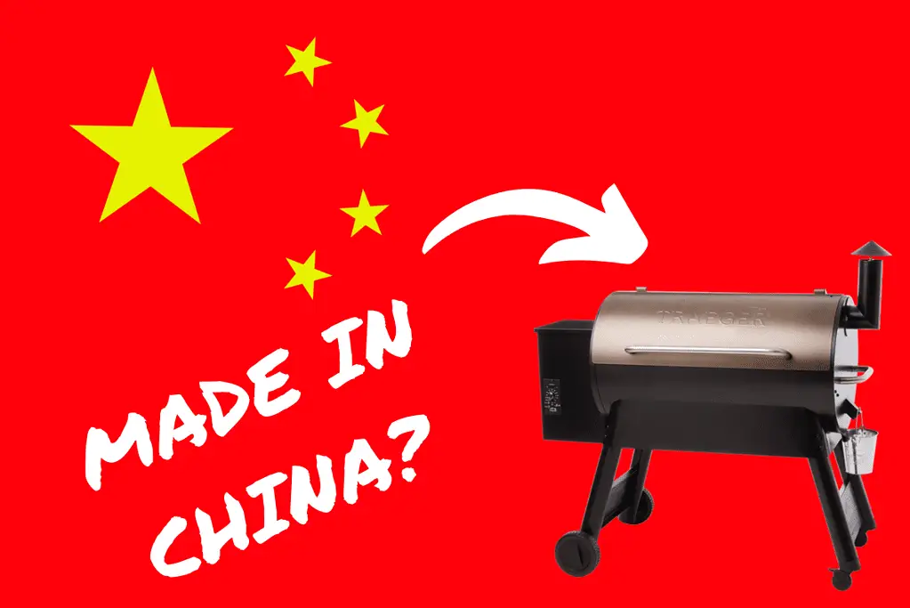 Trager grill against Chinese flag